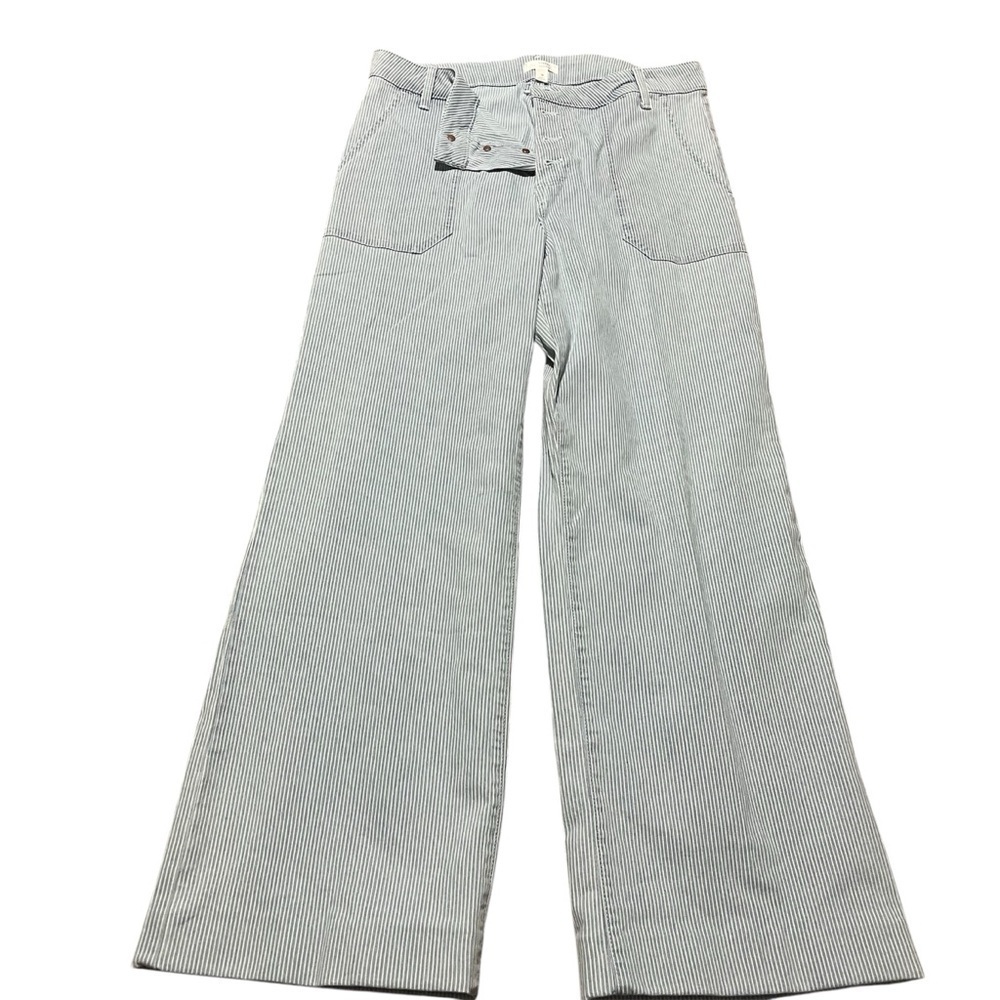 LC Lauren Conrad Blue Striped Wide Leg Button Fly Pants Plus Size 16 Pinstripe